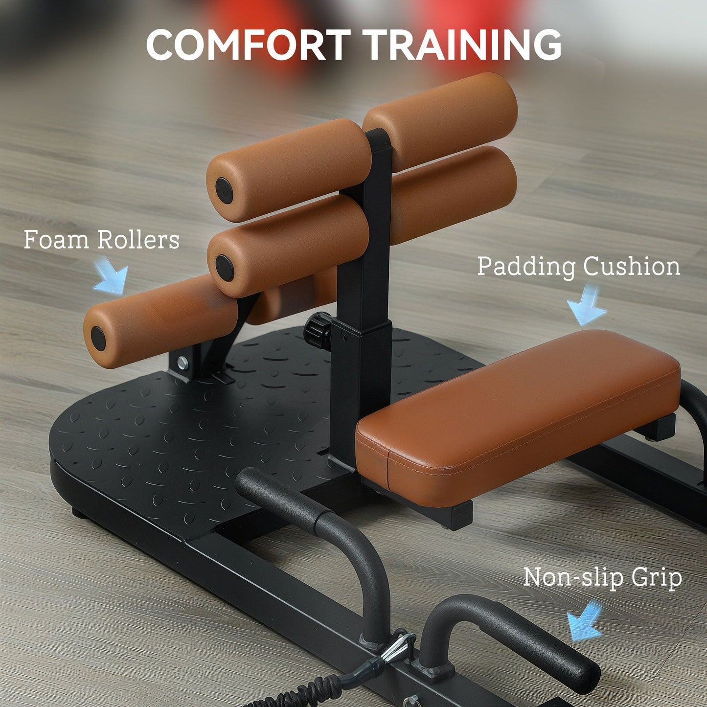 Soozier Foldable Sissy Squat Machine, Hip Thrust Machine with Push Up Stand, Multipurpose Glute Workout Equipment, Black - 7DAY'S