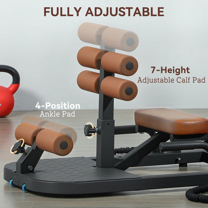 Soozier Foldable Sissy Squat Machine, Hip Thrust Machine with Push Up Stand, Multipurpose Glute Workout Equipment, Black - 7DAY'S