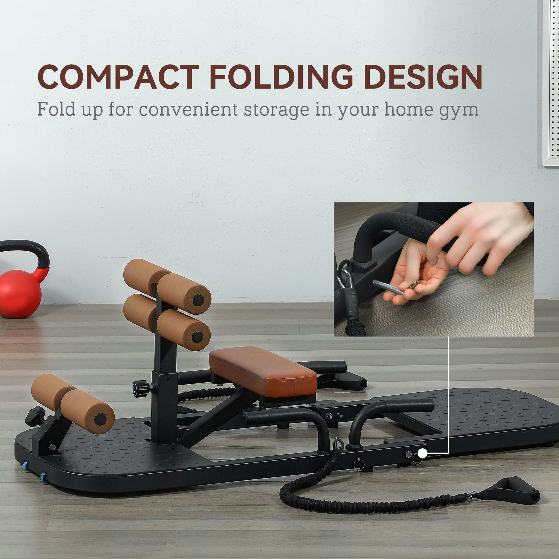 Soozier Foldable Sissy Squat Machine, Hip Thrust Machine with Push Up Stand, Multipurpose Glute Workout Equipment, Black - 7DAY'S