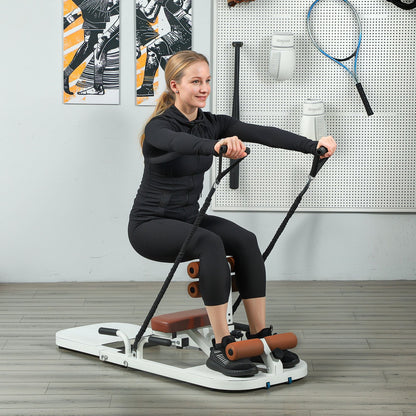 Soozier Foldable Sissy Squat Machine, Hip Thrust Machine with Push Up Stand, Multipurpose Glute Workout Equipment, White - 7DAY'S