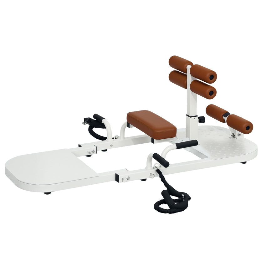 Soozier Foldable Sissy Squat Machine, Hip Thrust Machine with Push Up Stand, Multipurpose Glute Workout Equipment, White - 7DAY'S