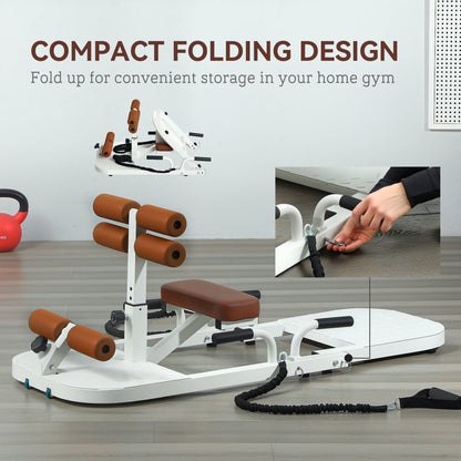 Soozier Foldable Sissy Squat Machine, Hip Thrust Machine with Push Up Stand, Multipurpose Glute Workout Equipment, White - 7DAY'S