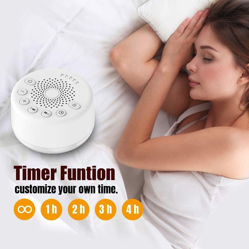 Sound Machine Easysleep White Noise Machine with 25 Soothing Sounds and Night Lights with Memory Function 32 Levels of Volume and 5 Sleep Timer Powered by AC or USB for Sleeping Relaxation (White) - 7DAY'S
