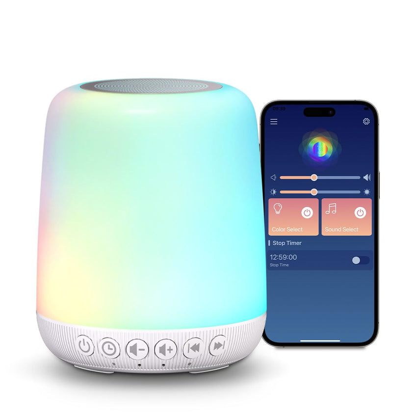 Sound Machine Easysleep White Noise Machine with 25 Soothing Sounds and Night Lights with Memory Function 32 Levels of Volume and 5 Sleep Timer Powered by AC or USB for Sleeping Relaxation (White) - 7DAY'S