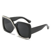 Special Design Color With Crystals Big Frame Rhinestone Bling Trendy Fashionable Sunglasses - 7DAY'S
