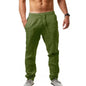 Sports pants new spring/summer fashion brand men's hip - hop breathable cotton linen solid color simple drawstring wide leg pants - 7DAY'S