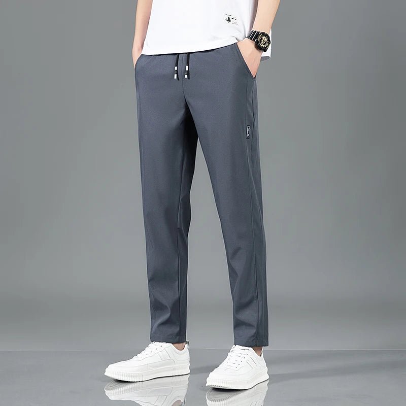 Spring Summer Waist Drawing Solid Color Thin Business Casual Trousers Outdoor Elastic Breathable Straight Tube Sneaker - 7DAY'S