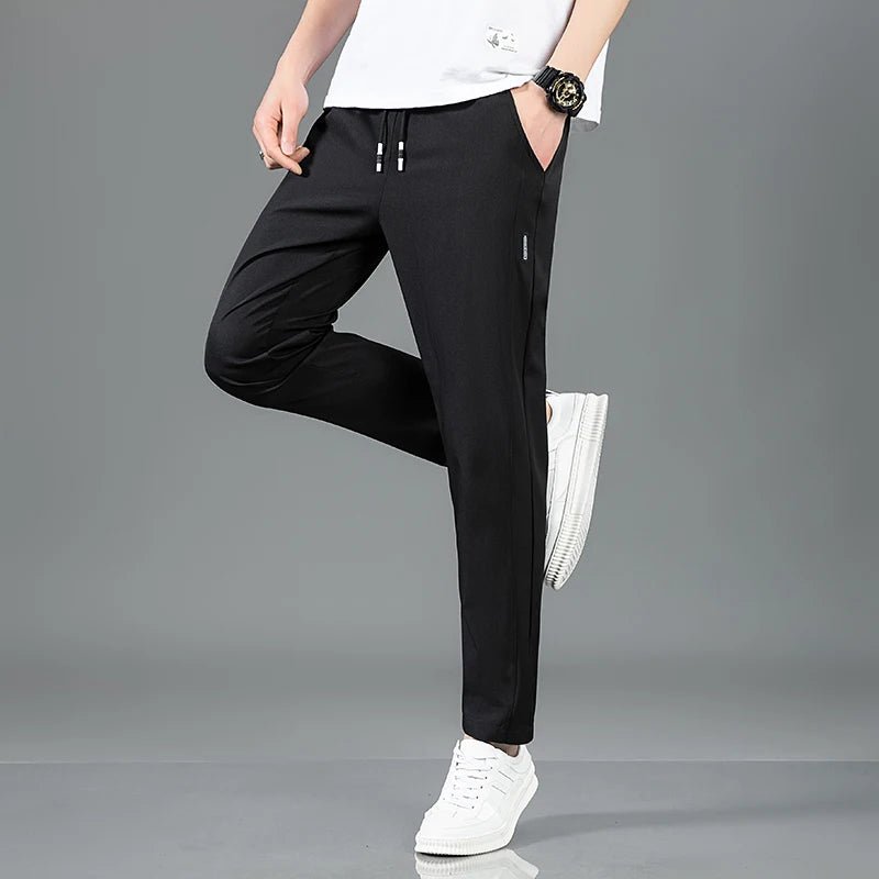 Spring Summer Waist Drawing Solid Color Thin Business Casual Trousers Outdoor Elastic Breathable Straight Tube Sneaker - 7DAY'S