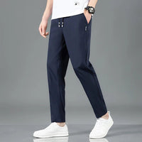 Spring Summer Waist Drawing Solid Color Thin Business Casual Trousers Outdoor Elastic Breathable Straight Tube Sneaker - 7DAY'S