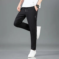 Spring Summer Waist Drawing Solid Color Thin Business Casual Trousers Outdoor Elastic Breathable Straight Tube Sneaker - 7DAY'S