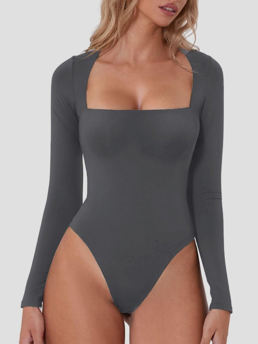 Square Neck Long Sleeve Bodysuit - 7DAY'S