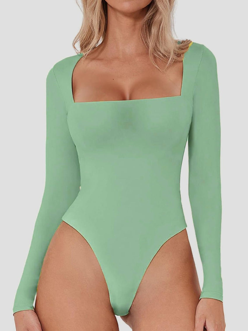 Square Neck Long Sleeve Bodysuit - 7DAY'S