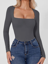 Square Neck Long Sleeve Bodysuit - 7DAY'S