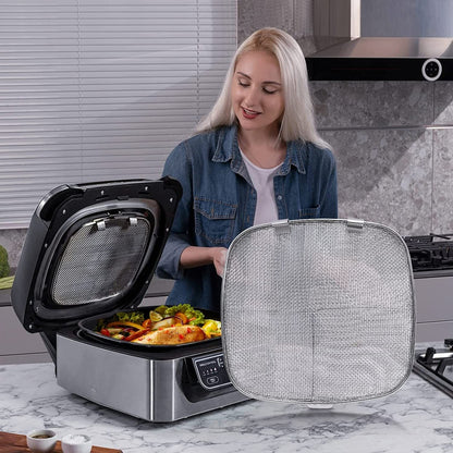 Stainless Steel Splatter Shield for Ninja Foodi FG550, Air Fryer Accessories for Ninja Foodi 5 - in - 1 Indoor Grill - 7DAY'S