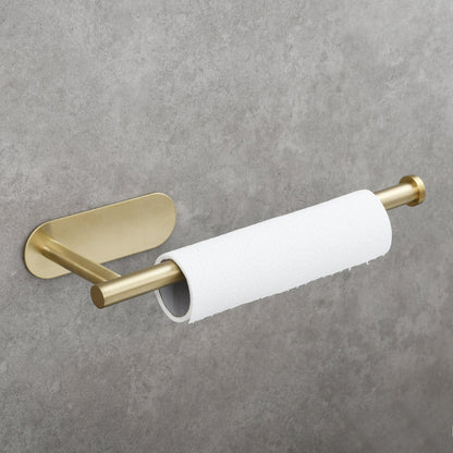 Stainless Steel Towel Holder Adhesive Lengthen Toilet Paper Holder for 2 Roll Papers, Brushed Gold - 7DAY'S