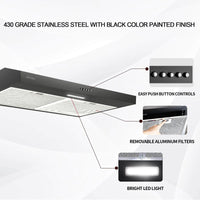 Stainless Steel Under Cabinet Range Hood Vent Cooking 230 CFM Kitchen 3 Speed cooker hood - 7DAY'S