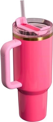 Stanley Cup 40oz with handle Stainless Steel ( Pink Parade) + free Silicone 3pcs + free 1 Extra straw - 7DAY'S