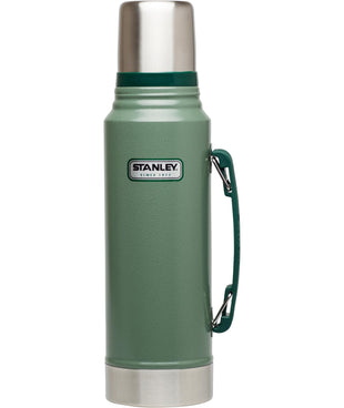 Stanley Heritage Classic Vacuum Bottle with Handle 1.1 qt | Wide Mouth with Leakproof Cup Lid | Keep Drinks Hot or Cold for Travel | Insulated Stainless Steel Thermos | BPA - Free | Hammertone Green - 7DAY'S