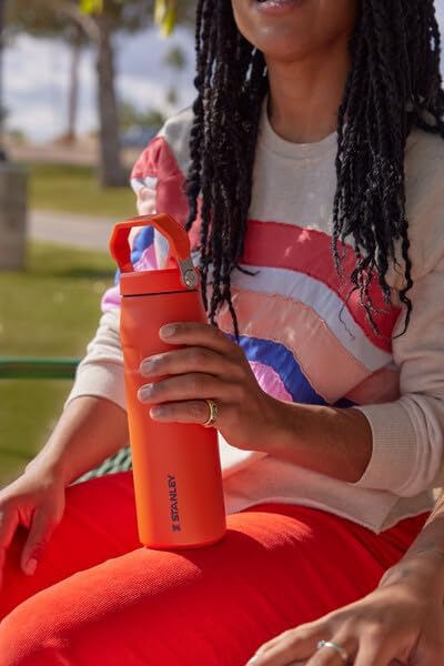 Stanley IceFlow Flip Straw 2.0 Water Bottle 24 oz | Built - In Straw for Travel and Sports | Lightweight and Leak Resistant | Insulated Stainless Steel | BPA - Free | Prickly Pear - 7DAY'S