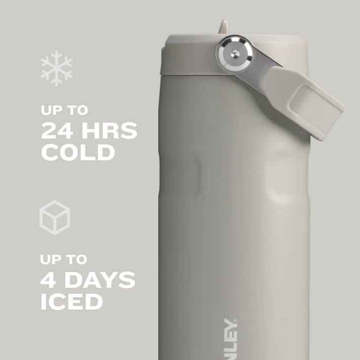 Stanley IceFlow Flip Straw 2.0 Water Bottle 24 oz | Built - In Straw for Travel and Sports | Lightweight and Leak Resistant | Insulated Stainless Steel | BPA - Free | Prickly Pear - 7DAY'S