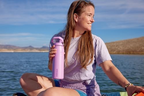 Stanley IceFlow Flip Straw 2.0 Water Bottle 24 oz | Built - In Straw for Travel and Sports | Lightweight and Leak Resistant | Insulated Stainless Steel | BPA - Free | Prickly Pear - 7DAY'S