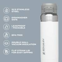 Stanley Quick Flip GO Water Bottle 24 oz | Push Button Lid | Leakproof and Packable for Travel and Sports | Insulated Stainless Steel | BPA - Free | Azure - 7DAY'S