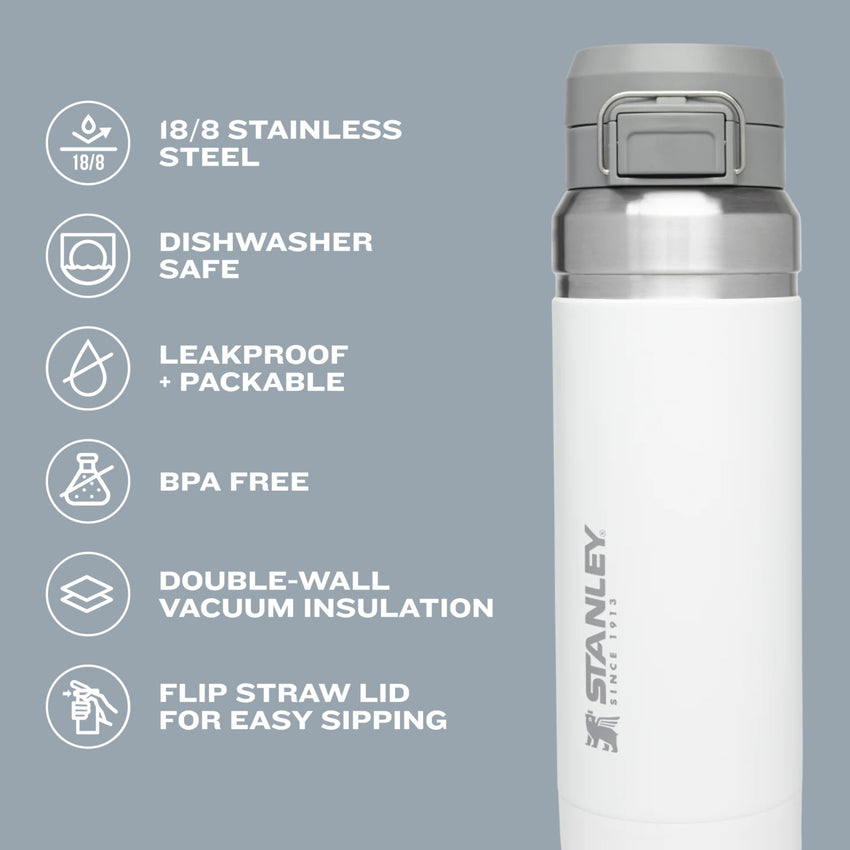 Stanley Quick Flip GO Water Bottle 24 oz | Push Button Lid | Leakproof and Packable for Travel and Sports | Insulated Stainless Steel | BPA - Free | Azure - 7DAY'S
