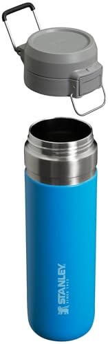 Stanley Quick Flip GO Water Bottle 24 oz | Push Button Lid | Leakproof and Packable for Travel and Sports | Insulated Stainless Steel | BPA - Free | Azure - 7DAY'S