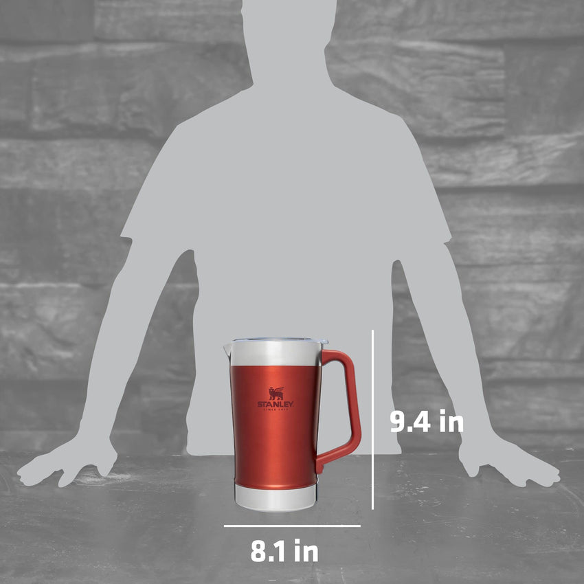 Stanley Stay - Chill Pitcher 64 oz | Cold Water, Beer, and Drink Pitcher with Lid | Large Capacity Durable Beverage Container with Handle | Insulated Stainless Steel | BPA - Free | Ash - 7DAY'S