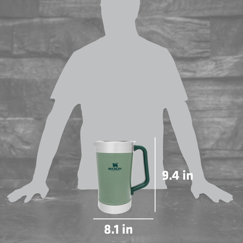 Stanley Stay - Chill Pitcher 64 oz | Cold Water, Beer, and Drink Pitcher with Lid | Large Capacity Durable Beverage Container with Handle | Insulated Stainless Steel | BPA - Free | Ash - 7DAY'S