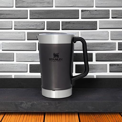 Stanley Stay - Chill Pitcher 64 oz | Cold Water, Beer, and Drink Pitcher with Lid | Large Capacity Durable Beverage Container with Handle | Insulated Stainless Steel | BPA - Free | Ash - 7DAY'S