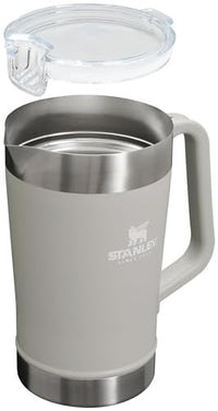 Stanley Stay - Chill Pitcher 64 oz | Cold Water, Beer, and Drink Pitcher with Lid | Large Capacity Durable Beverage Container with Handle | Insulated Stainless Steel | BPA - Free | Ash - 7DAY'S