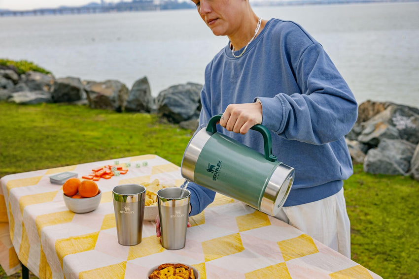 Stanley Stay - Chill Pitcher 64 oz | Cold Water, Beer, and Drink Pitcher with Lid | Large Capacity Durable Beverage Container with Handle | Insulated Stainless Steel | BPA - Free | Ash - 7DAY'S