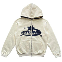 Star Letter Print Hoodie Men Retro Zip Up Long Sleeve Loose Jacket Coats Harajuku Casual Gothic Hooded Sweatshirt Y2K Streetwear - 7DAY'S