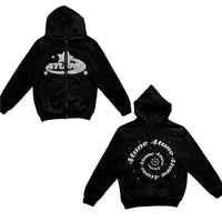 Star Letter Print Hoodie Men Retro Zip Up Long Sleeve Loose Jacket Coats Harajuku Casual Gothic Hooded Sweatshirt Y2K Streetwear - 7DAY'S