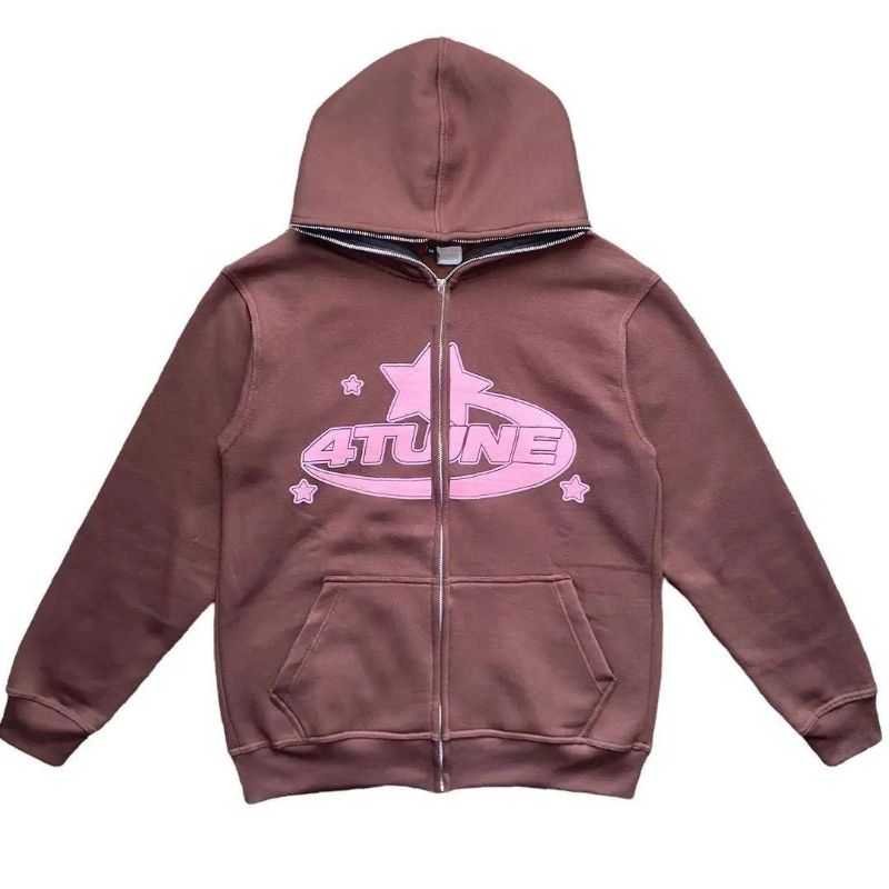 Star Letter Print Hoodie Men Retro Zip Up Long Sleeve Loose Jacket Coats Harajuku Casual Gothic Hooded Sweatshirt Y2K Streetwear - 7DAY'S