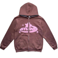 Star Letter Print Hoodie Men Retro Zip Up Long Sleeve Loose Jacket Coats Harajuku Casual Gothic Hooded Sweatshirt Y2K Streetwear - 7DAY'S