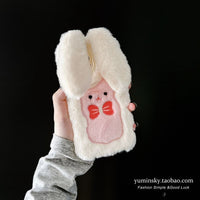 Stereo ear rabbit for iPhone14promax Apple 12 phone case 13 Autumn winter plus plush 11 women - 7DAY'S