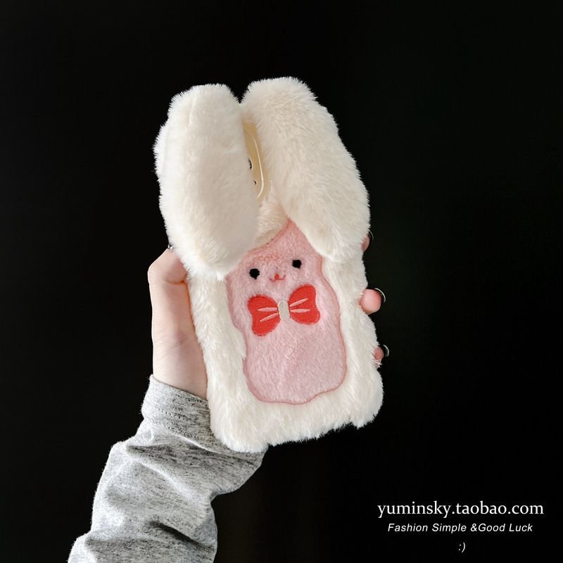 Stereo ear rabbit for iPhone14promax Apple 12 phone case 13 Autumn winter plus plush 11 women - 7DAY'S