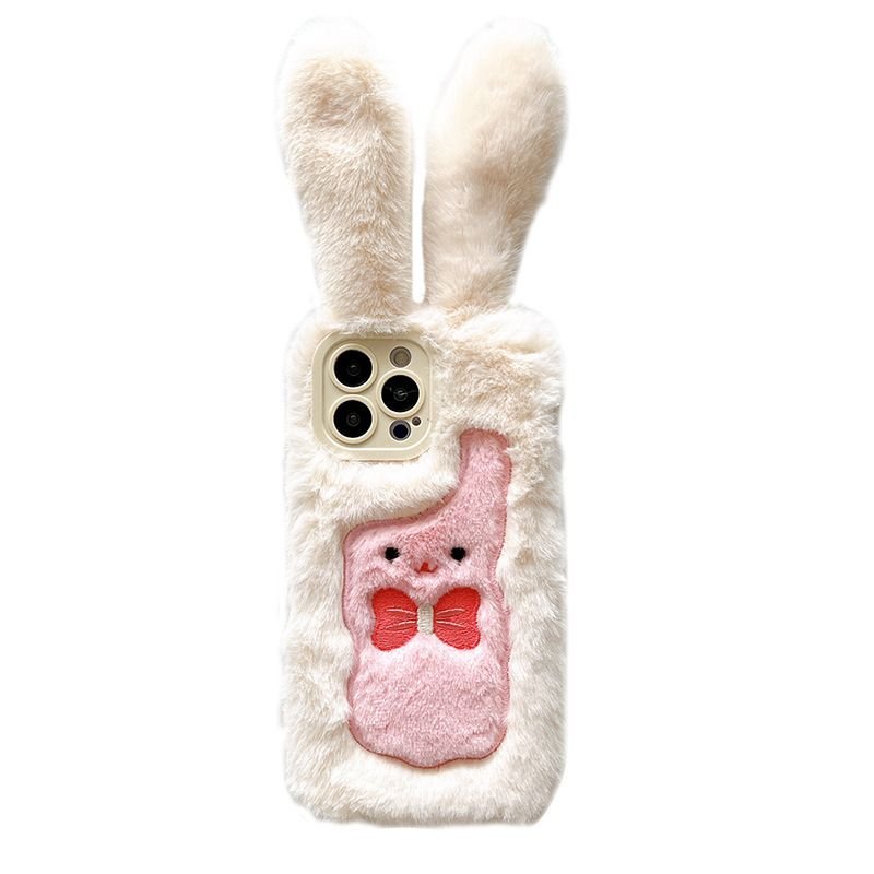 Stereo ear rabbit for iPhone14promax Apple 12 phone case 13 Autumn winter plus plush 11 women - 7DAY'S