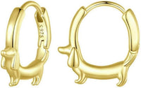 Sterling Silver Dachshund Hoop Earrings, Cute Wiener Dog Huggie Earrings for Women, Pet - Inspired Silver Jewelry Gift（Super good qualiey） - 7DAY'S