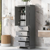 Storage Cabinet with 2 Doors and 4 Drawers for Bathroom, Office, Adjustable Shelf, MDF Board with Painted Finish - 7DAY'S