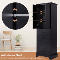 Storage Cabinet with 2 Doors and 4 Drawers for Bathroom, Office, Adjustable Shelf, MDF Board with Painted Finish - 7DAY'S