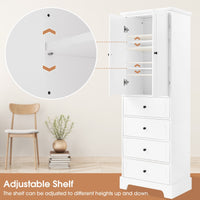 Storage Cabinet with 2 Doors and 4 Drawers for Bathroom, Office, Adjustable Shelf, MDF Board with Painted Finish - 7DAY'S