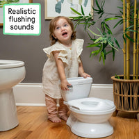 Summer Infant by Ingenuity My Size Potty Pro in White, Toddler Potty Training Toilet, Lifelike Flushing Sound, for Ages 18 Months+, Up to 50 Pounds - 7DAY'S