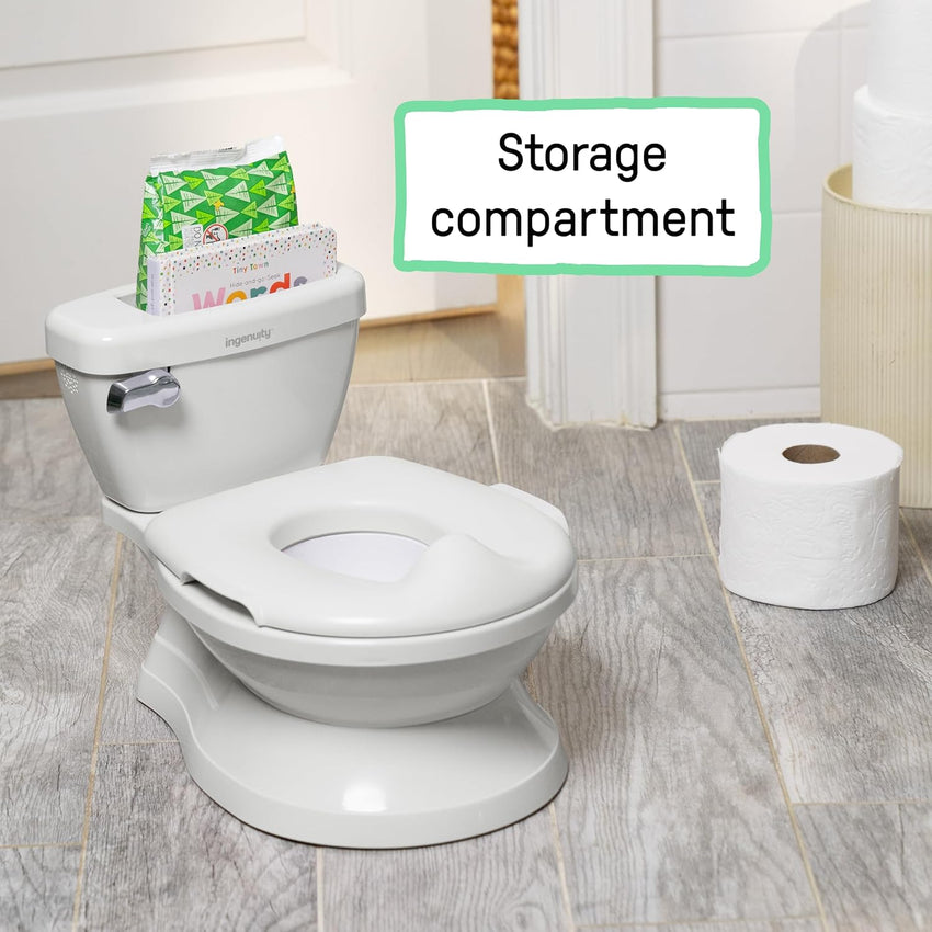 Summer Infant by Ingenuity My Size Potty Pro in White, Toddler Potty Training Toilet, Lifelike Flushing Sound, for Ages 18 Months+, Up to 50 Pounds - 7DAY'S