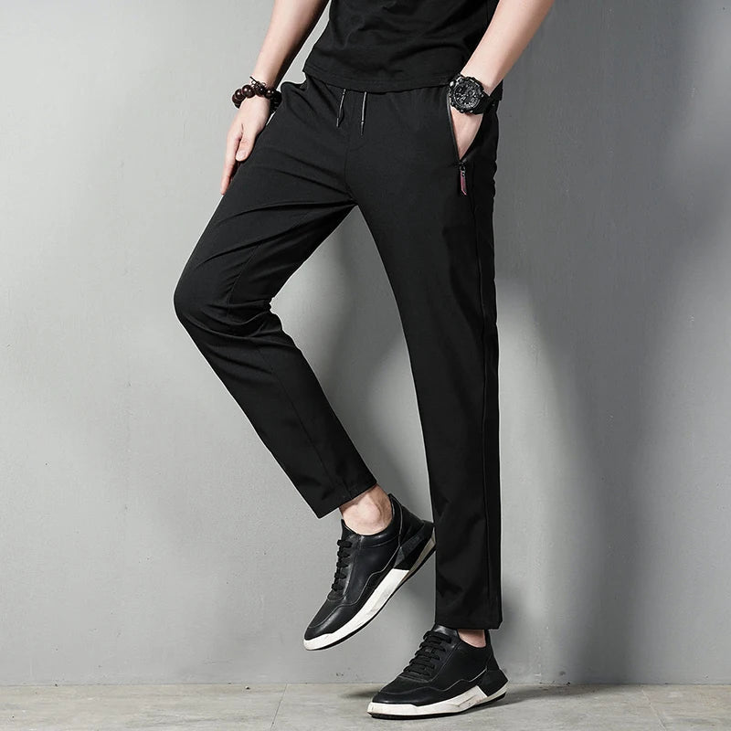 Summer men's casual pants slim fit thin Korean version ice silk pants Jinlun sports pants straight tube quick drying pants - 7DAY'S