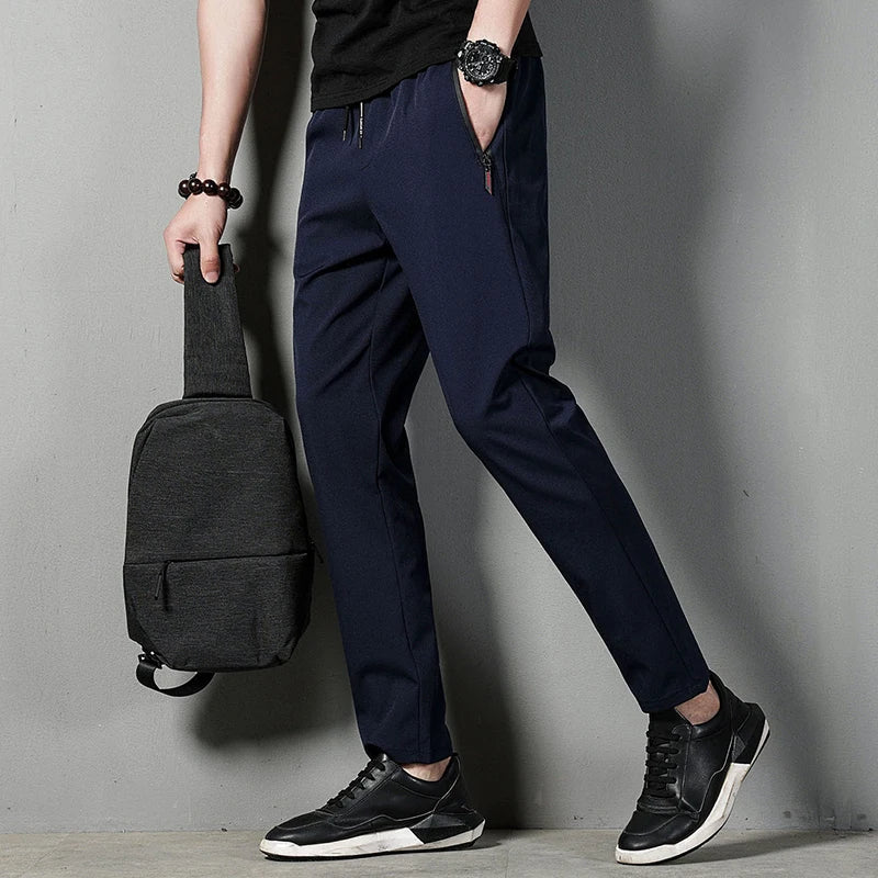 Summer men's casual pants slim fit thin Korean version ice silk pants Jinlun sports pants straight tube quick drying pants - 7DAY'S