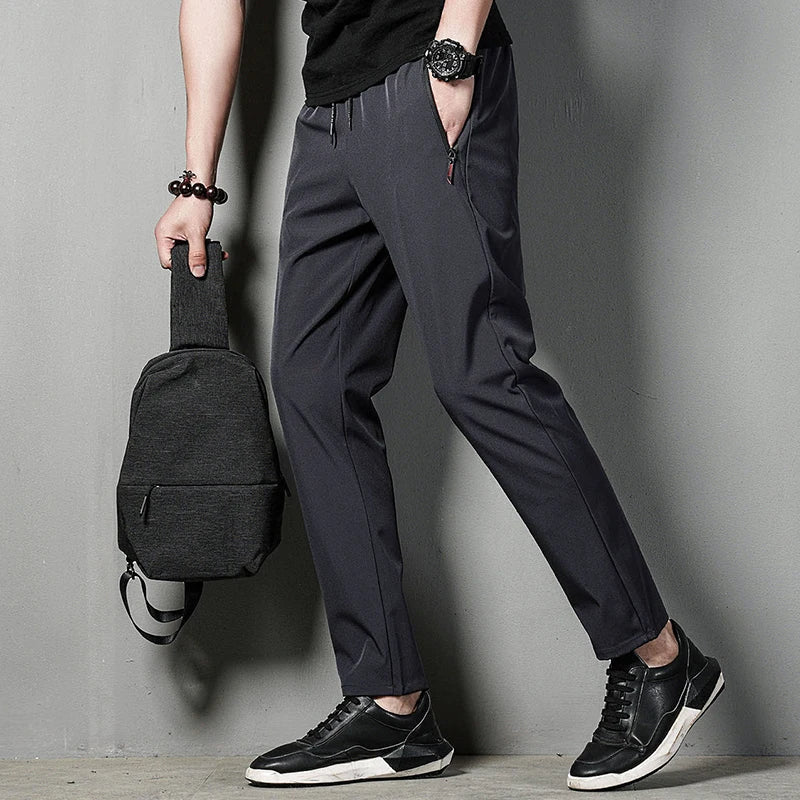 Summer men's casual pants slim fit thin Korean version ice silk pants Jinlun sports pants straight tube quick drying pants - 7DAY'S