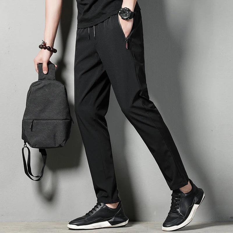 Summer men's casual pants slim fit thin Korean version ice silk pants Jinlun sports pants straight tube quick drying pants - 7DAY'S